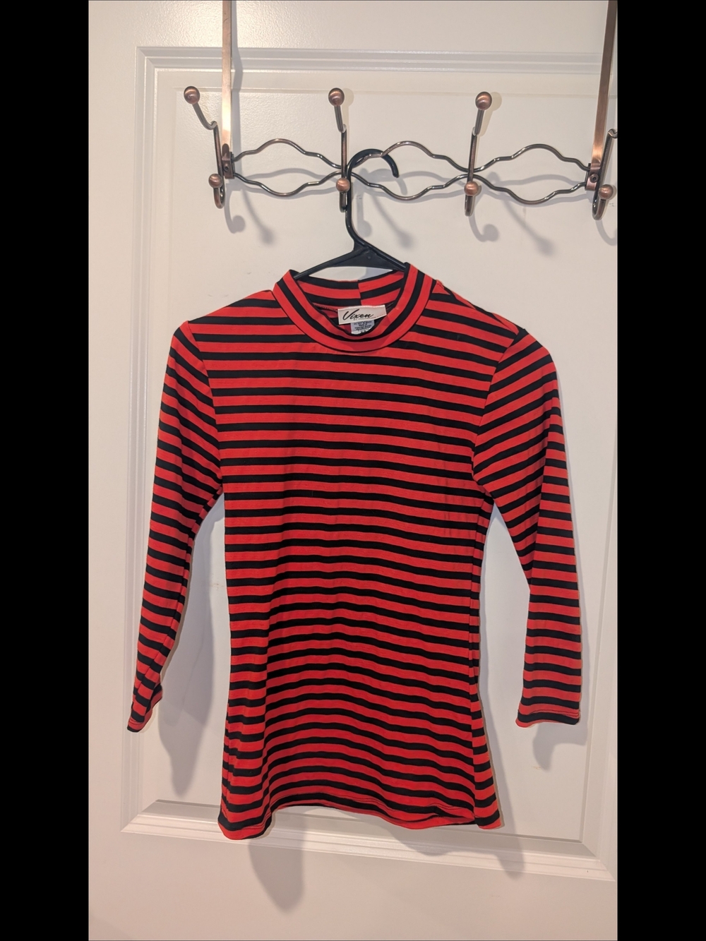 Bad Girl 3/4 Sleeve Top in Red and White Stripes - Vixen by Micheline Pitt
